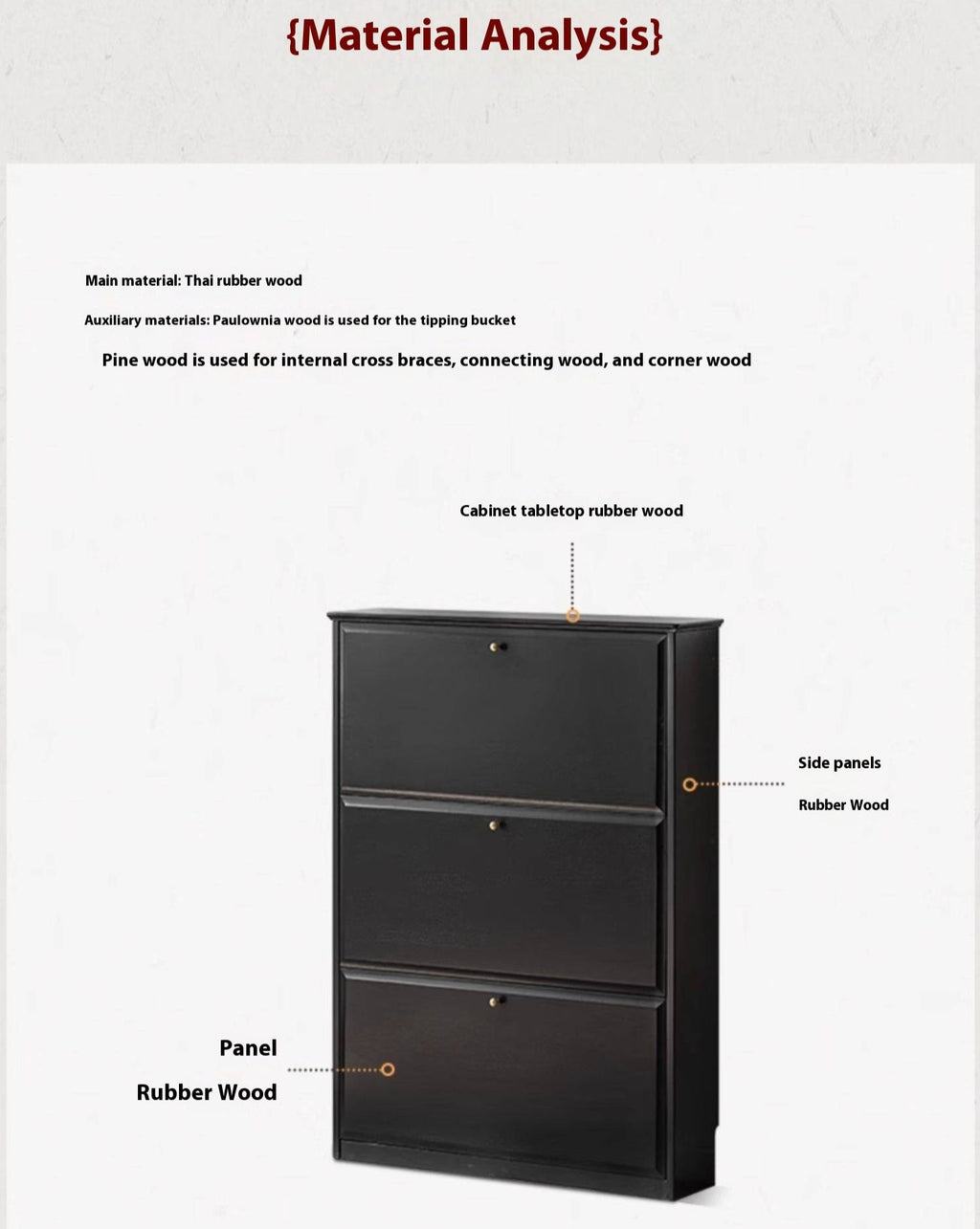 Oak Solid Wood American Retro Style Shoe Cabinet