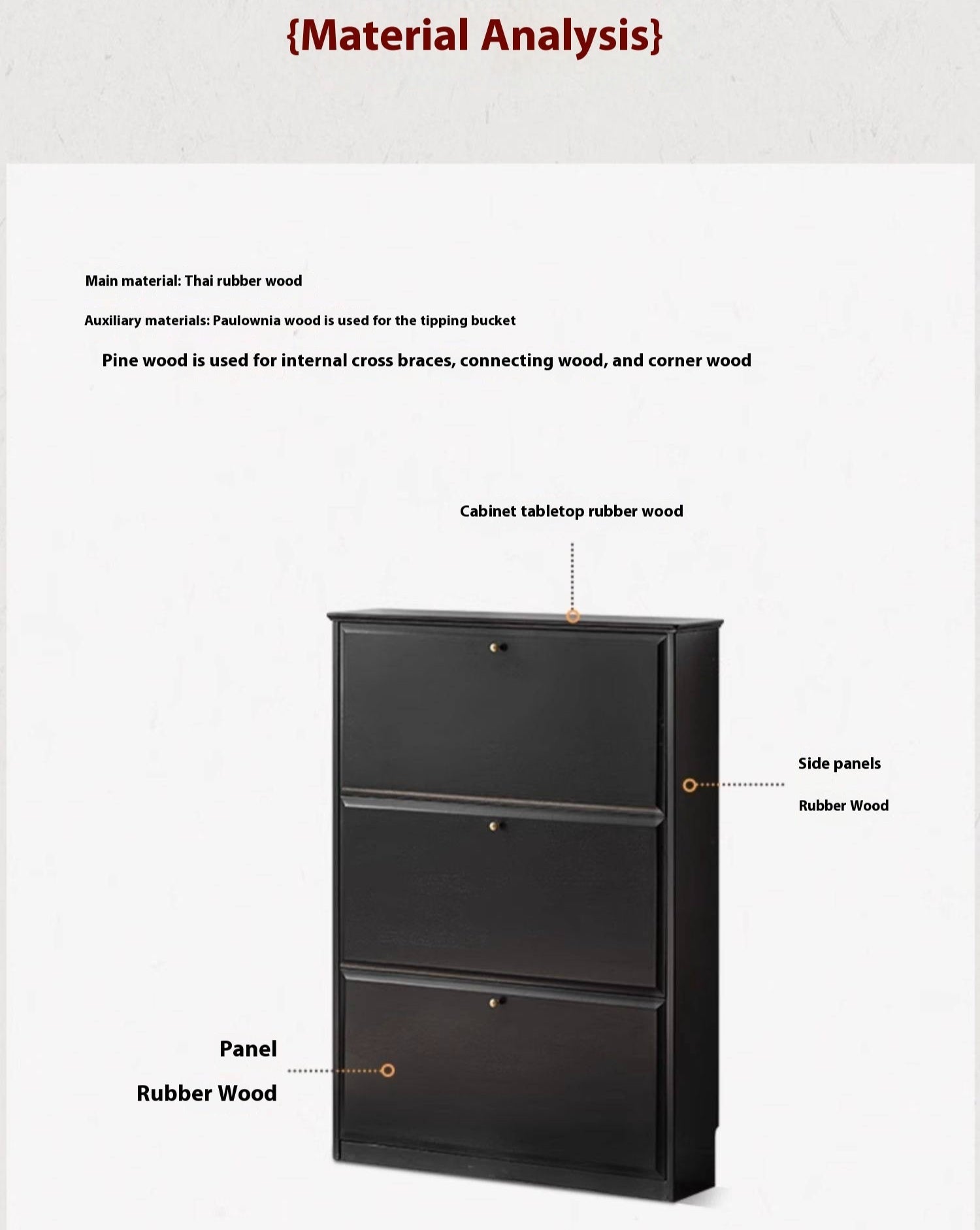 Oak Solid Wood American Retro Style Shoe Cabinet