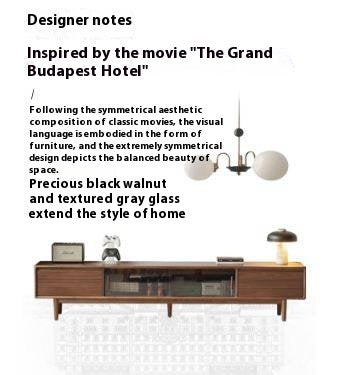 Black Walnut Solid Wood Sliding Doors TV Cabinet