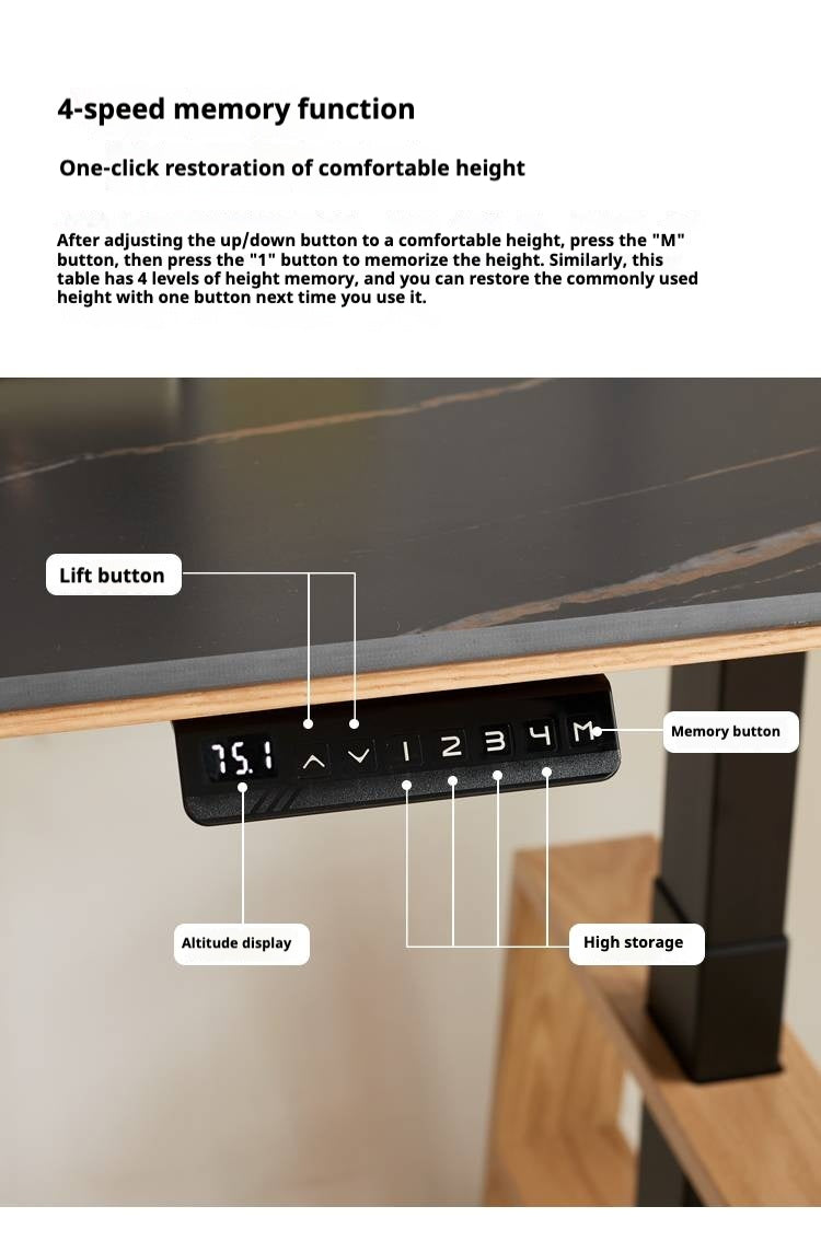 Oak Solid Wood Dual Electric Lifted Office Desk