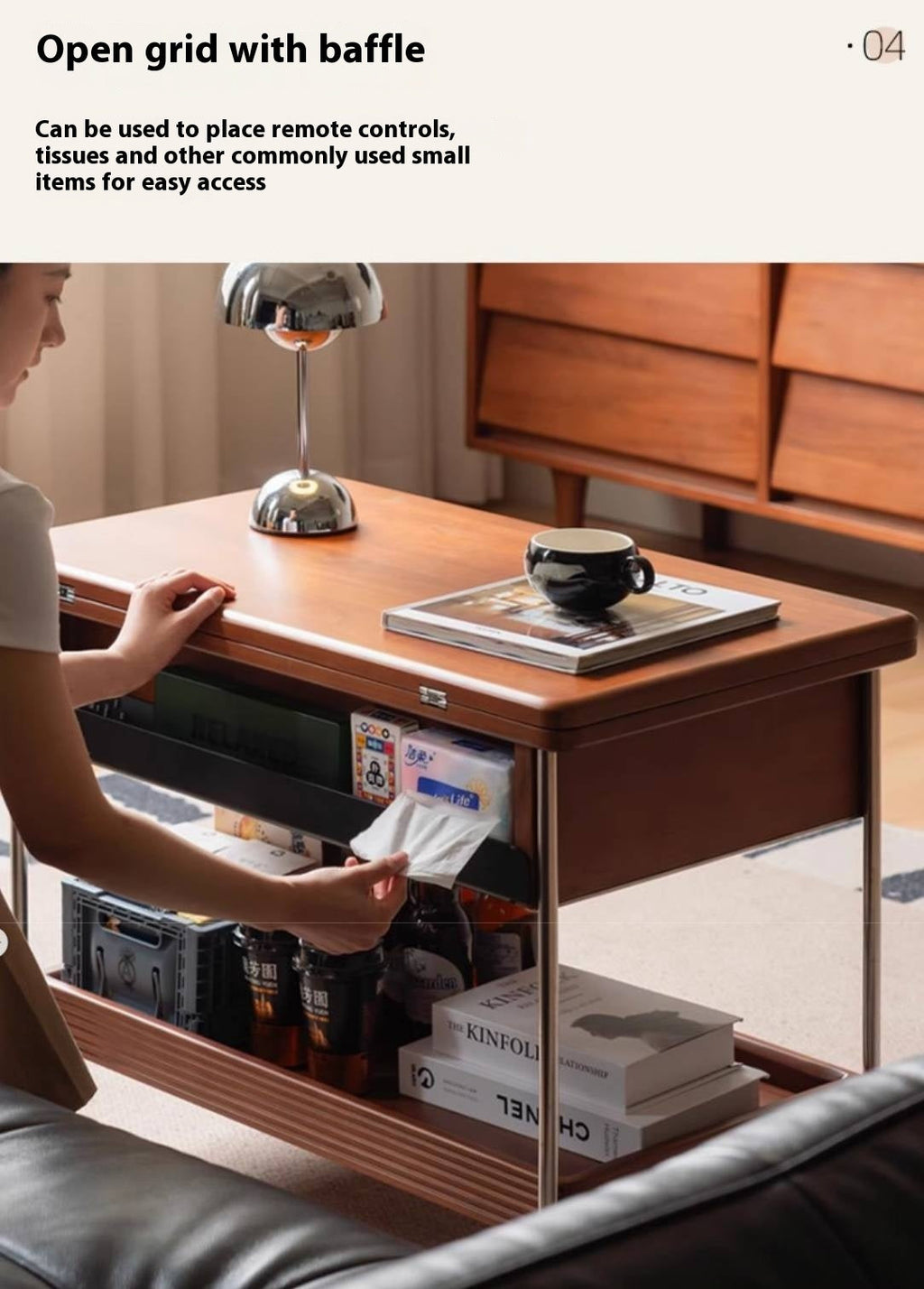 Poplar Solid Wood Middle Ancient Style Mobile Tea Table