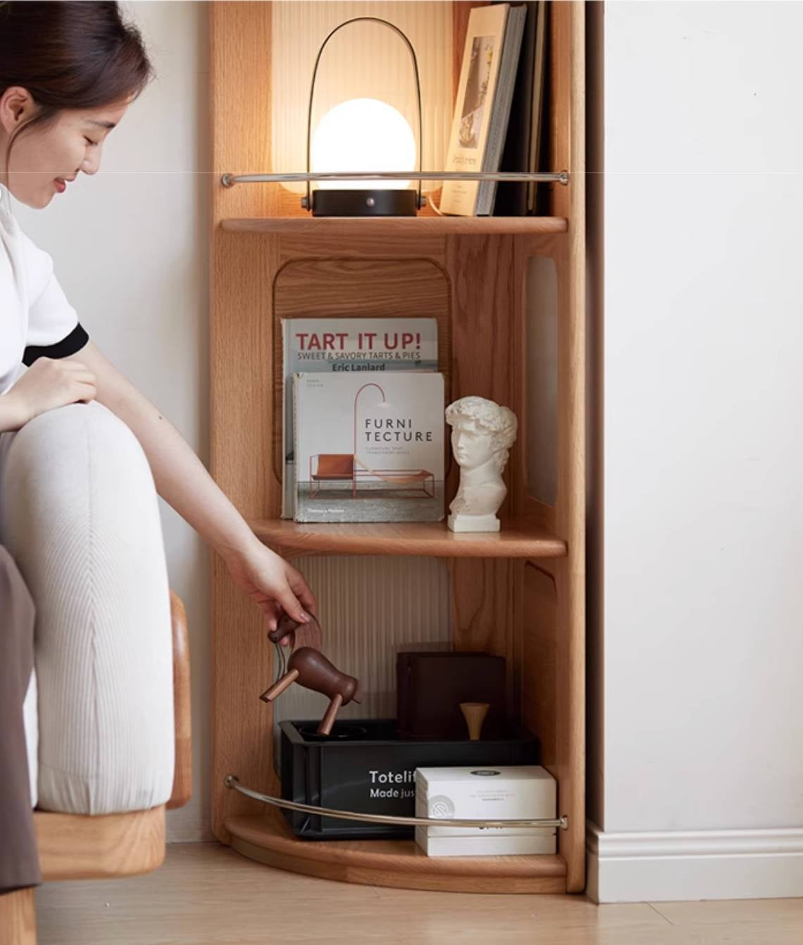 Oak, Ash Solid Wood Corner Bookshelf