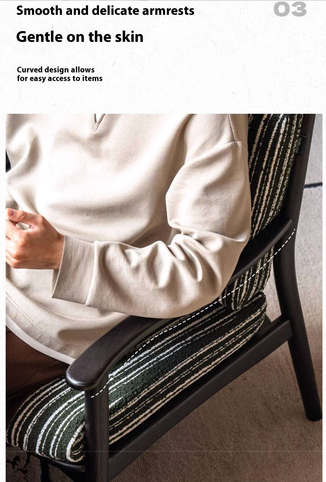 Ash Solid Wood French Retro Armchair