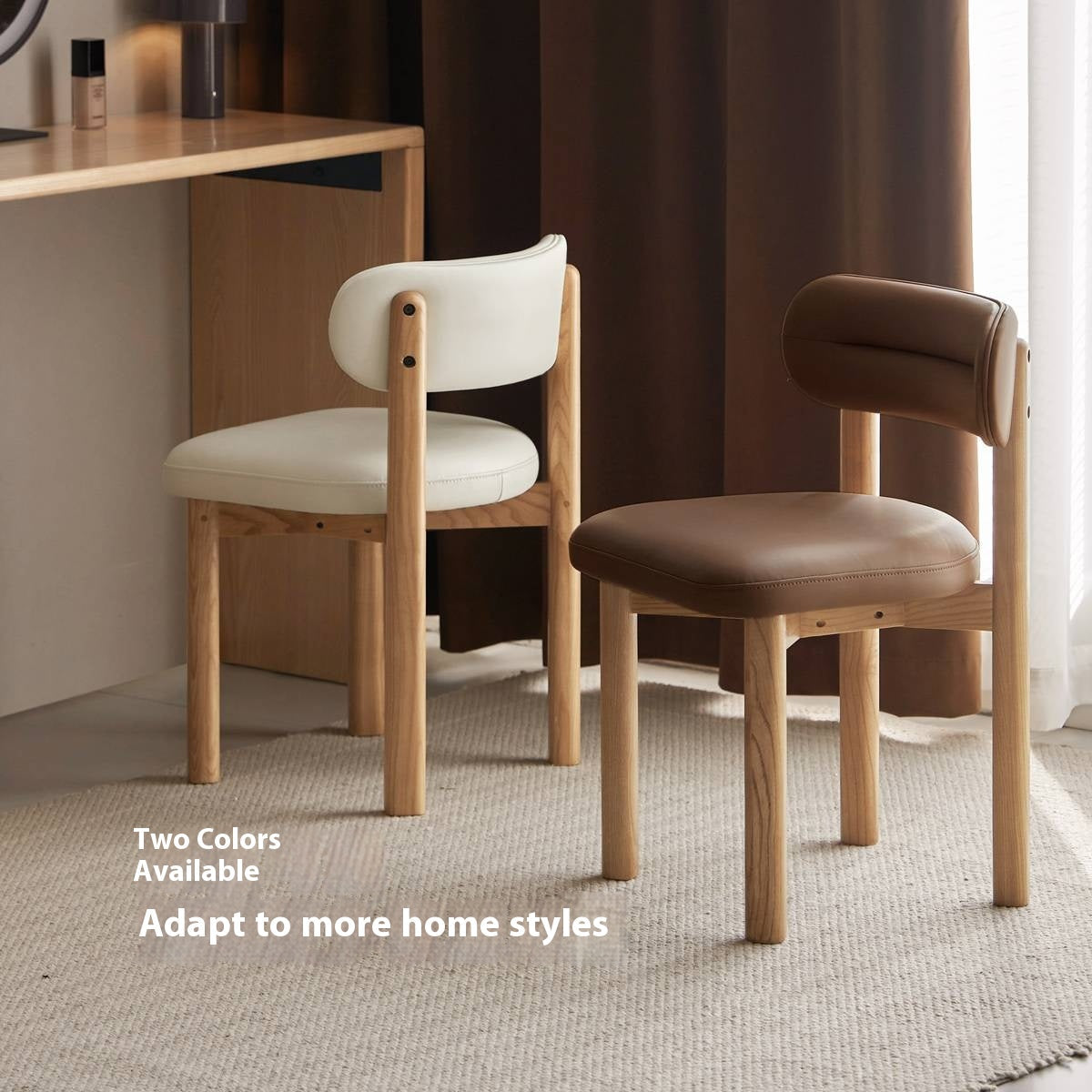 Ash Solid Wood Modern Makeup Stool