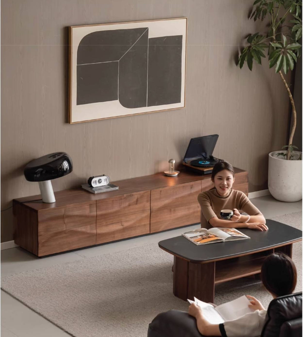 Black Walnut, Sandal Solid Wood Italian Light Luxury Style TV Stand