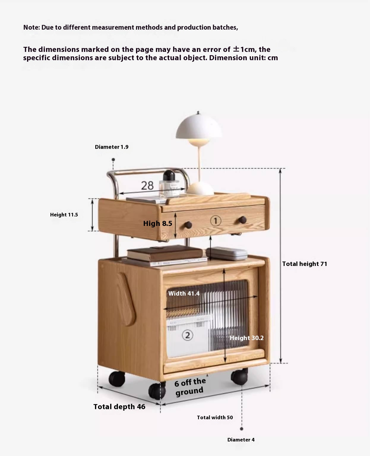 Ash Solid Wood Modern Style Mobile Side Table