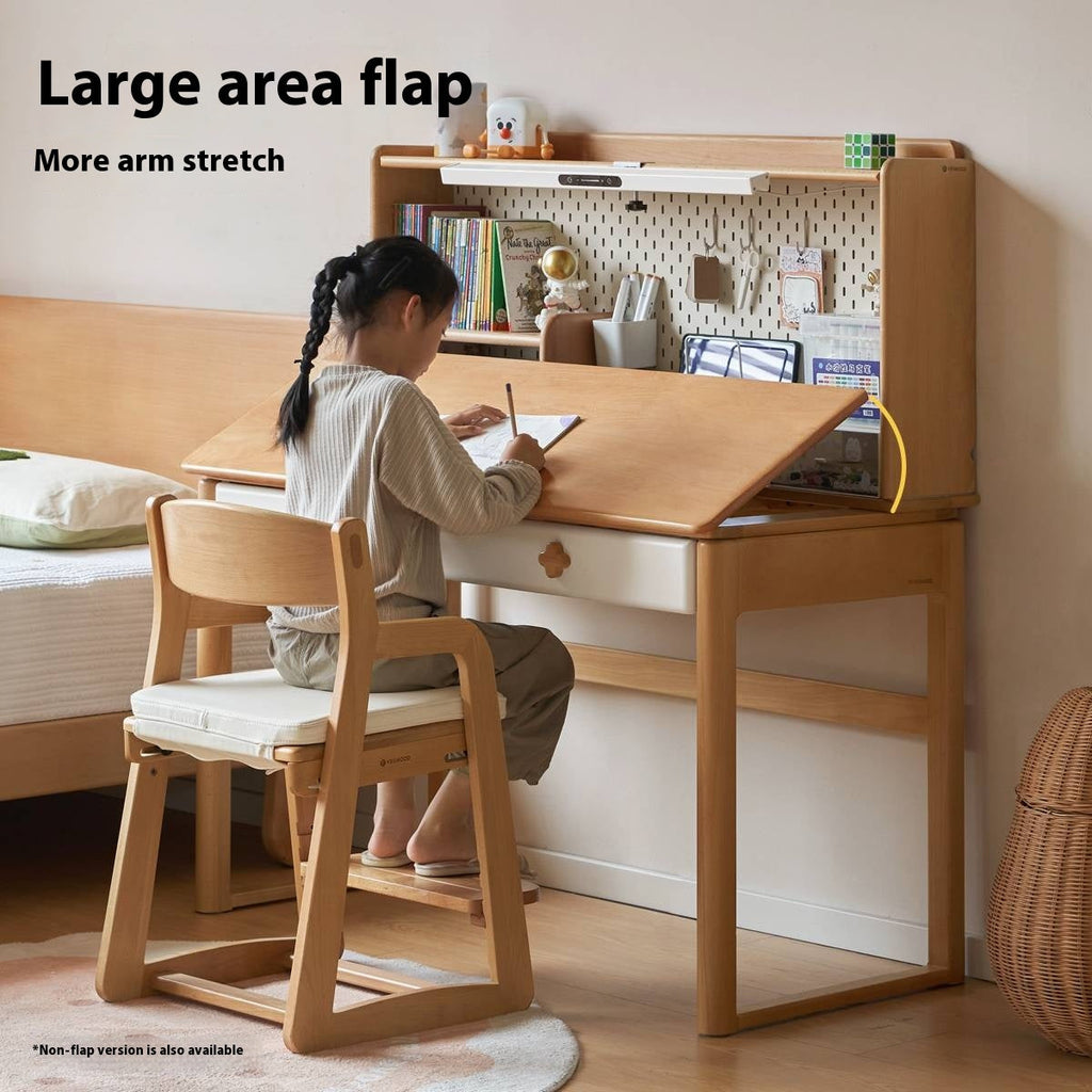 Beech Solid Wood Kids Learning Desk with Eye Protection Lamp