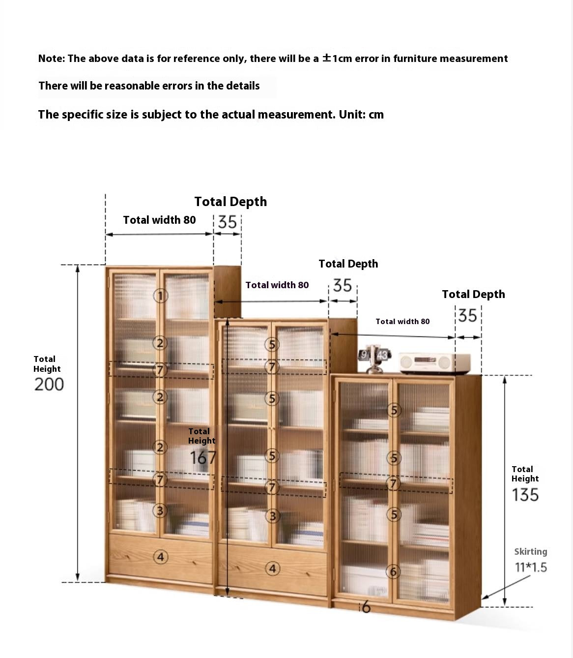 Ash Solid Wood Side Modern Style Cabinet Combination