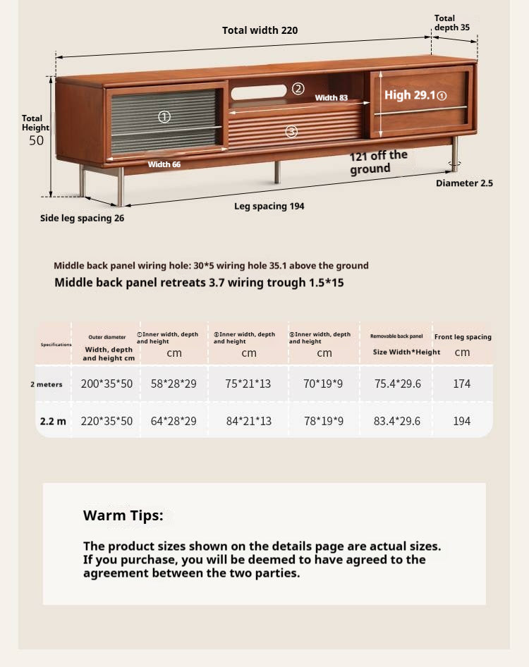 Poplar Solid Wood Bauhaus Style TV Cabinet