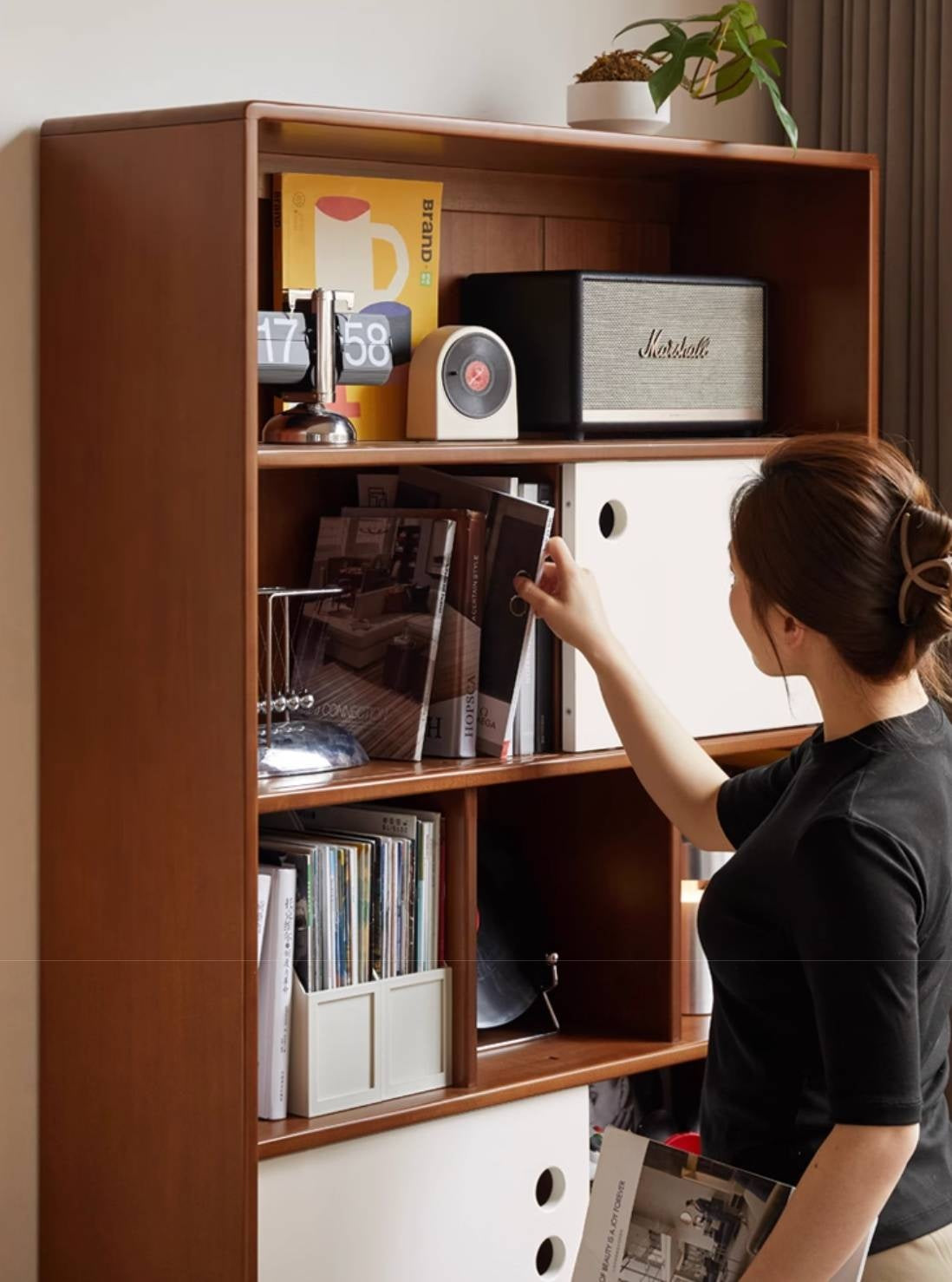 Poplar, Cherry Solid Wood Antique Style Bookshelf