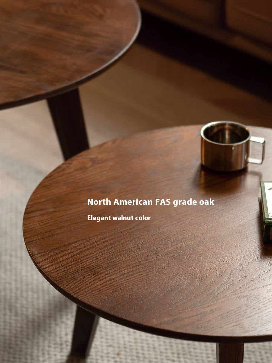 Oak, Solid Rubberwood Round Coffee Table Combination