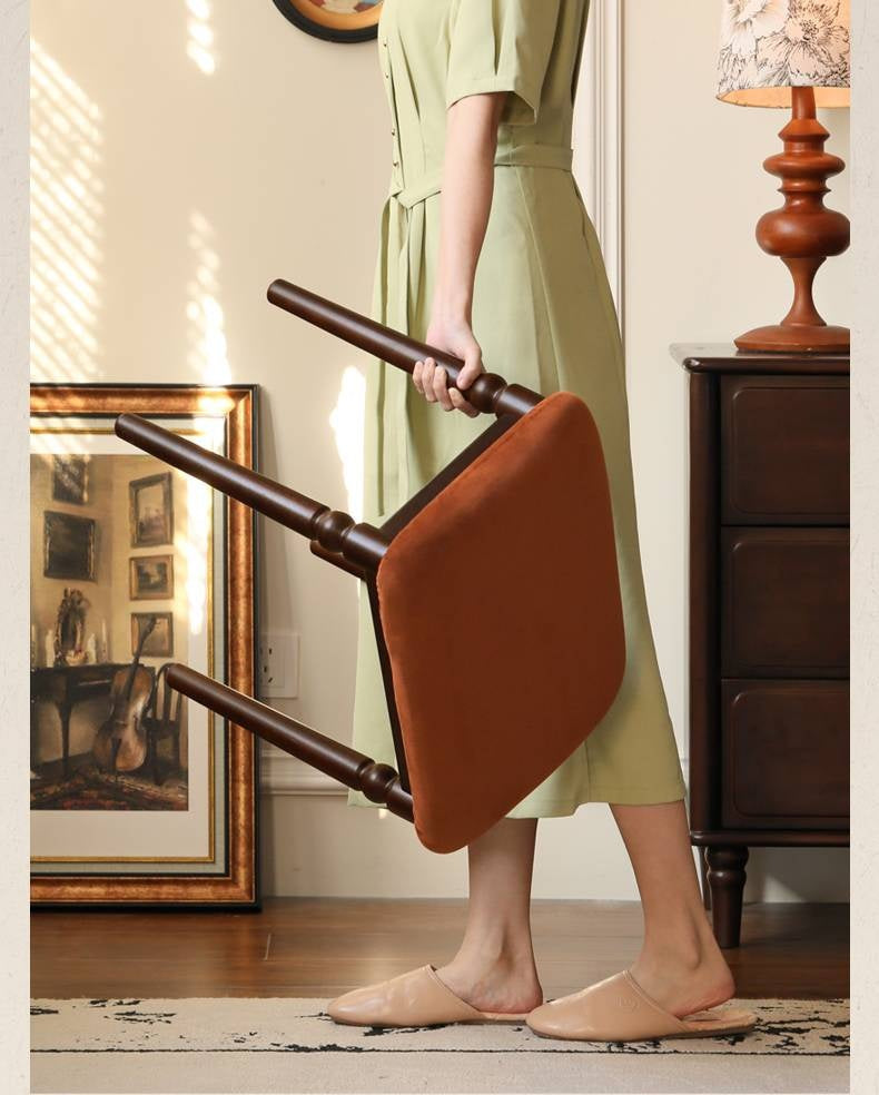 Beech Solid Wood American Retro Style Makeup Stool