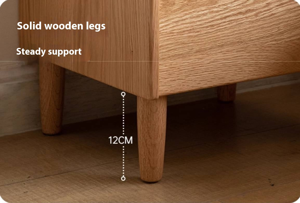 Rubberwood, Oak Solid Wood Log Style Nightstand