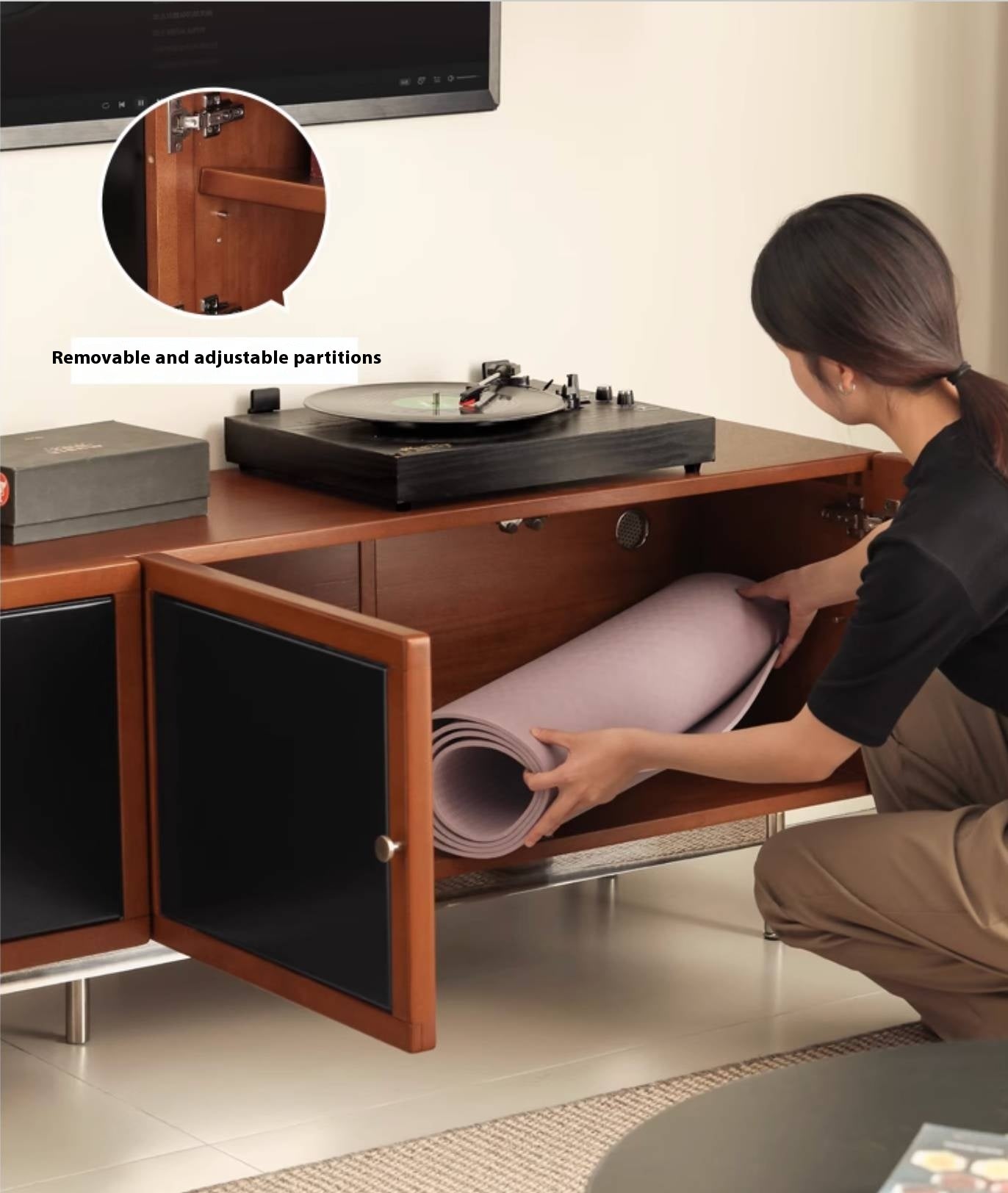 Poplar Solid Wood Bauhaus TV Stand