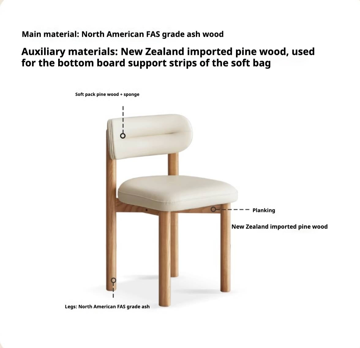 Ash Solid Wood Modern Style Makeup Chair