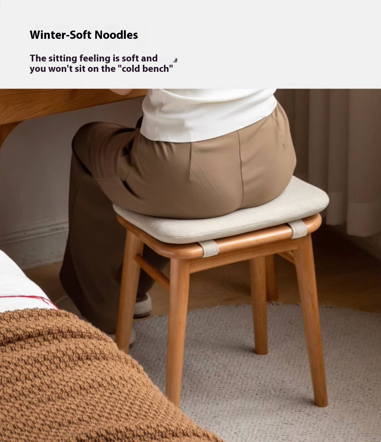 Black Walnut, Oak, Cherry, Rubberwood, Sandalwood Solid Wood Dressing Stool