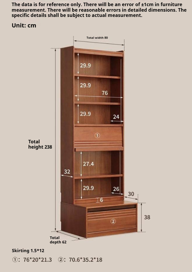 Poplar Solid Wood Combination Bookshelf Antique Style