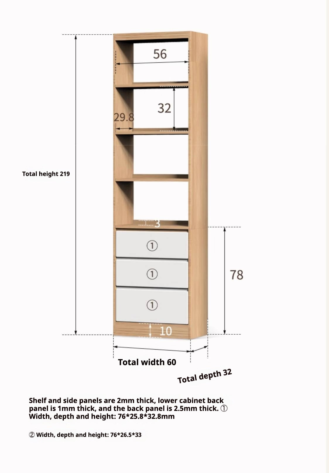 Oak Solid Wood Cream Style Bookcase