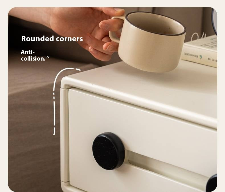 Solid Rubberwood Cream Style Nightstand