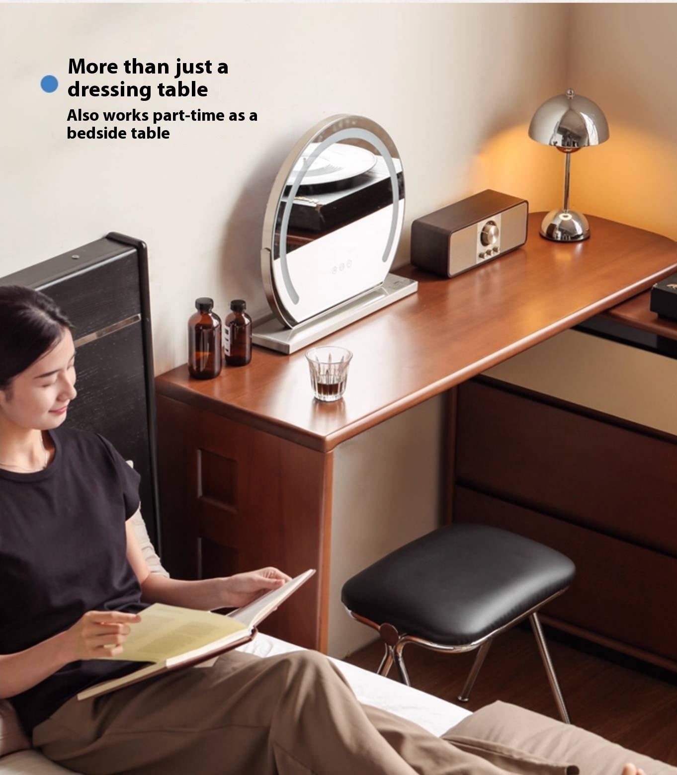 Poplar Solid Wood Bauhaus Style Dressing Table