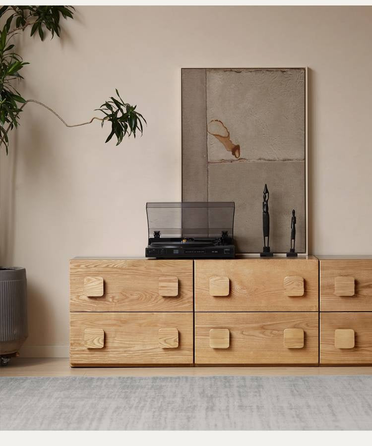 Ash Solid Wood Floor-Standing Module Combination TV Stand