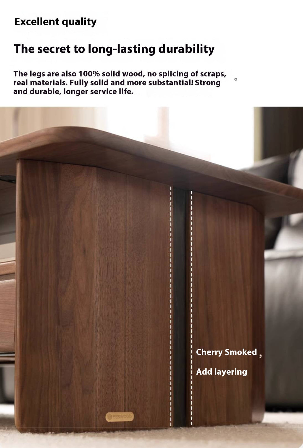 Black Walnut Solid Wood Rock Plate Coffee Table