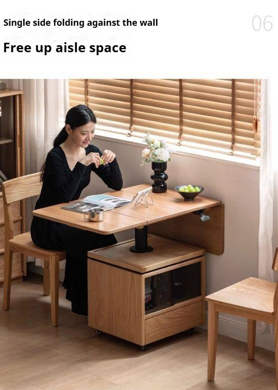 Oak Solid Wood Modern Elevating Folding Tea Table