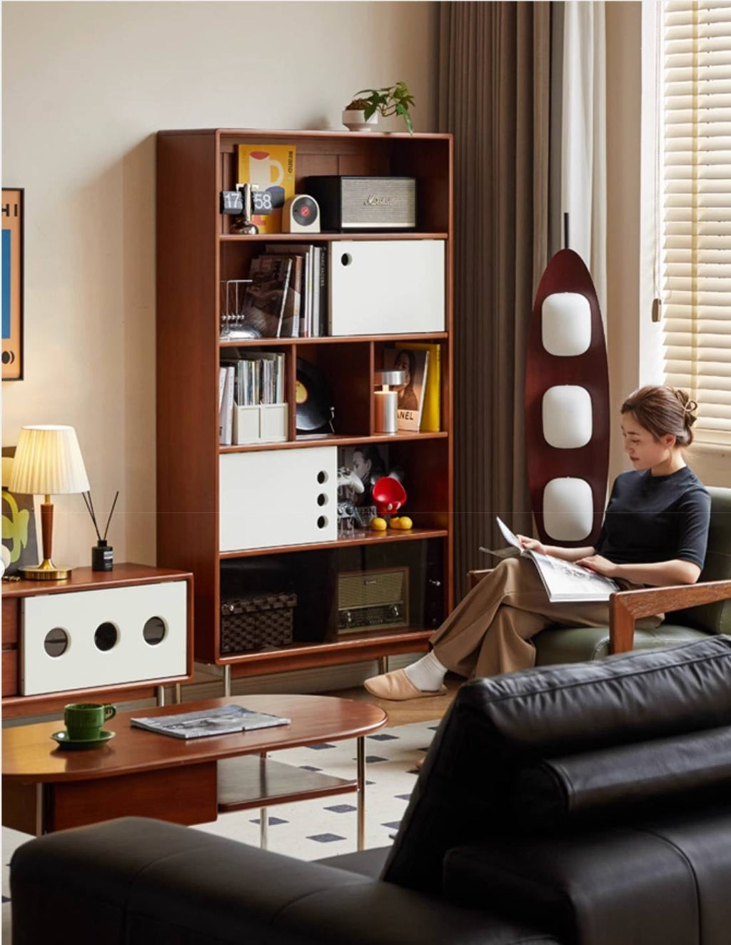 Poplar, Cherry Solid Wood Antique Style Bookshelf