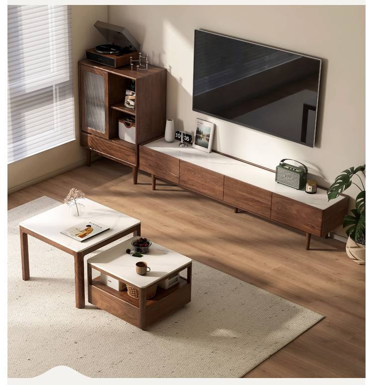 Black Walnut Solid Wood Modern TV Cabinet For Living Room