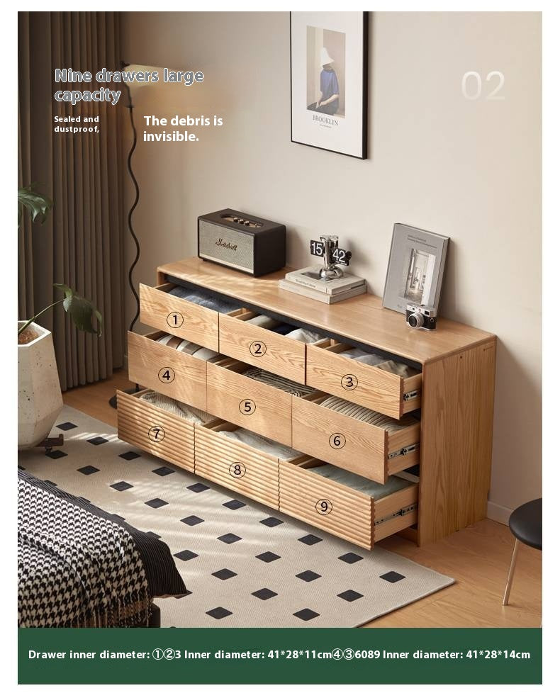 Oak Solid Wood Modern Drawer Cabinet