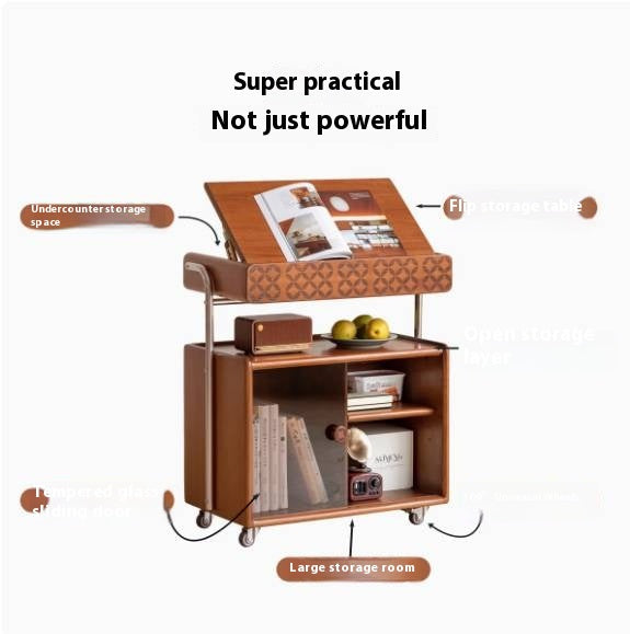 Poplar Solid Wood French Medieval Style Mobile Side Cabinet