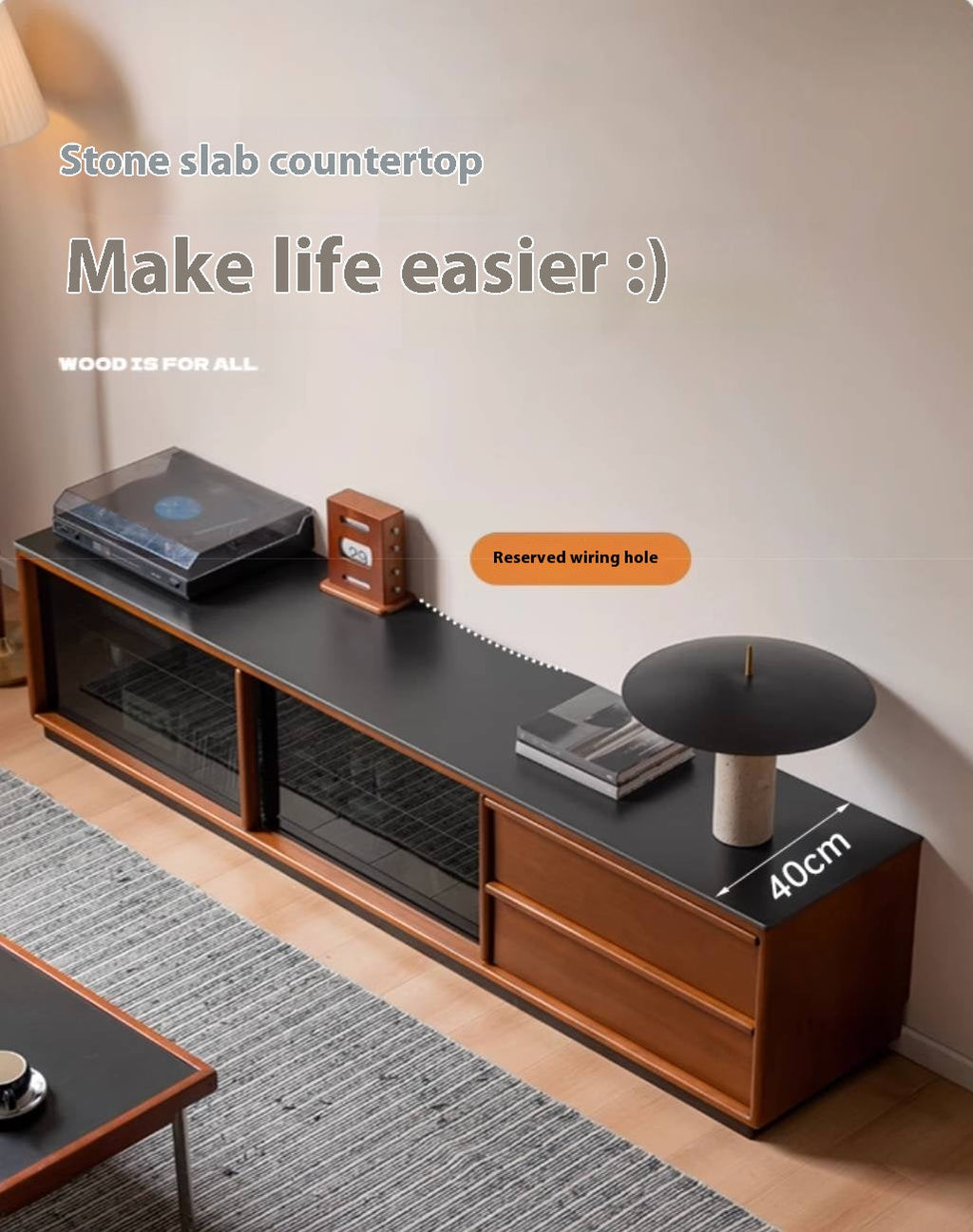 Poplar Solid Wood Medieval Style TV Stand