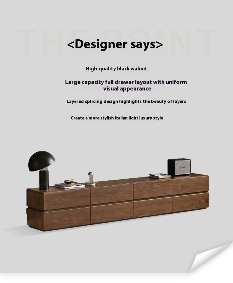 Black Walnut Solid Italian Light Luxury TV Stand