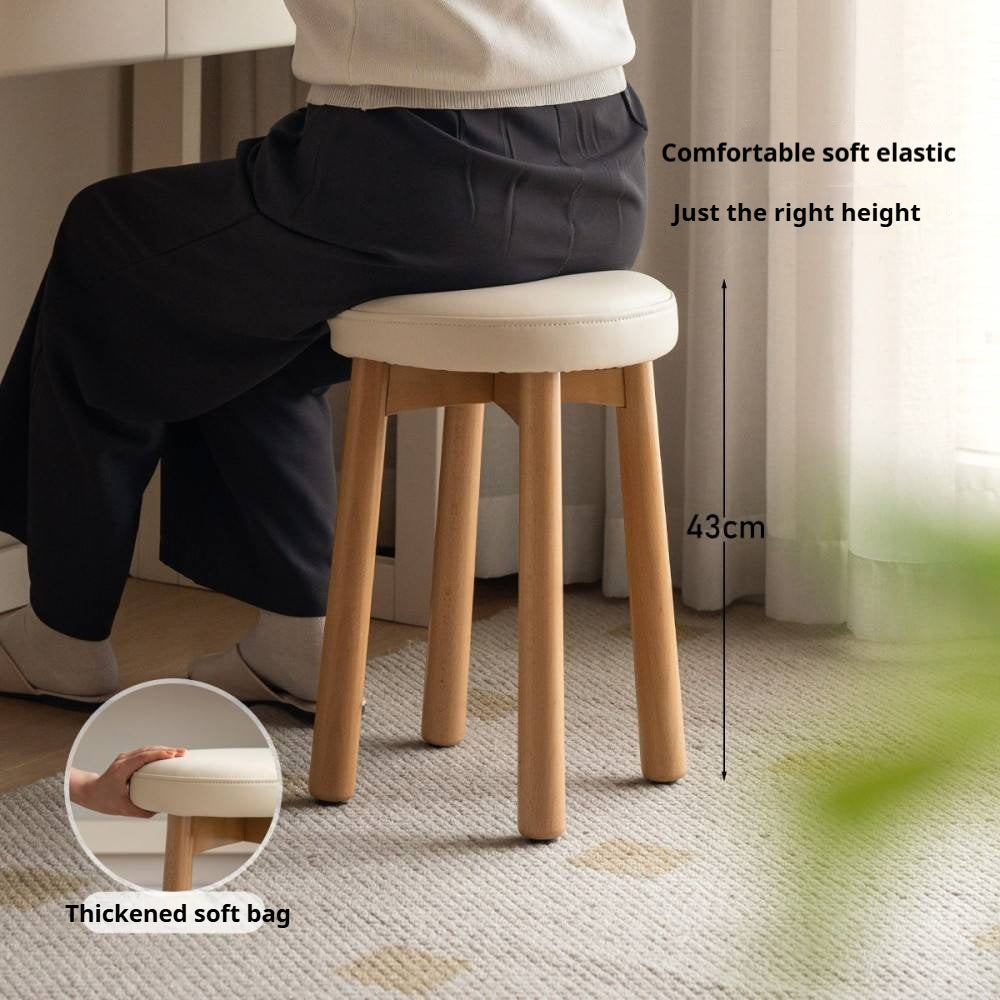 Solid Rubberwood Modern Soft Makeup Stool