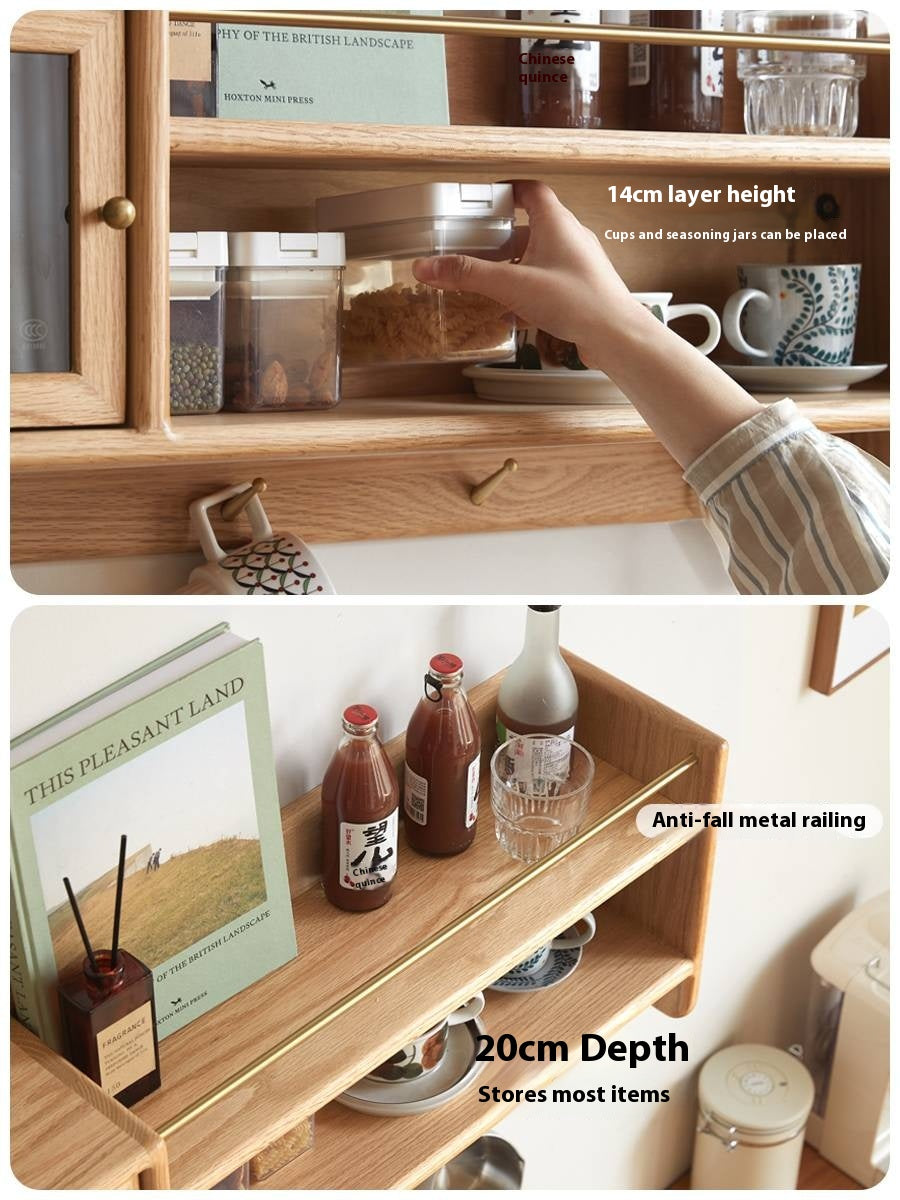 Oak Solid Wood Modern Style Wall Cabinet