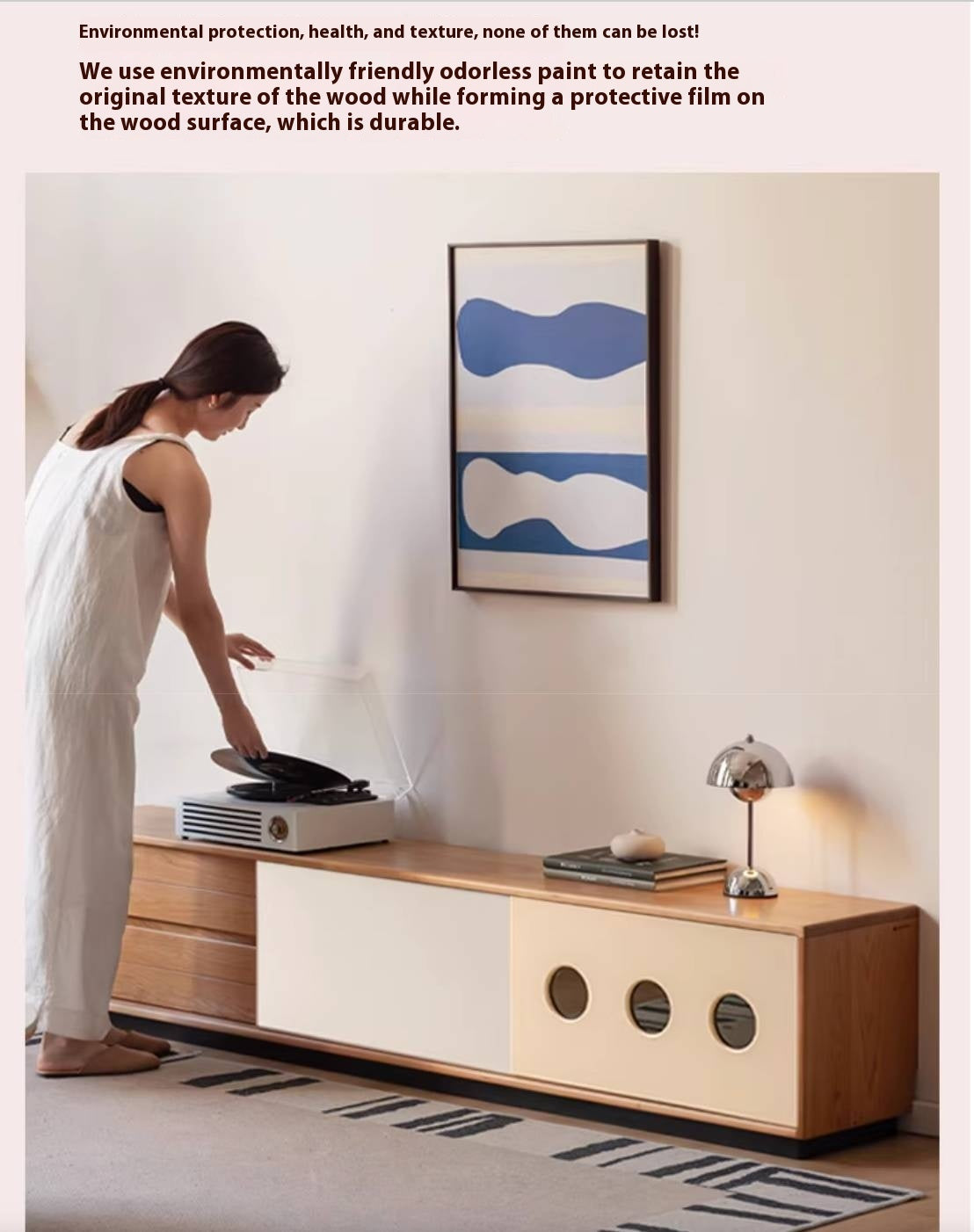 Cherry Solid Wood Antique Style TV Stand