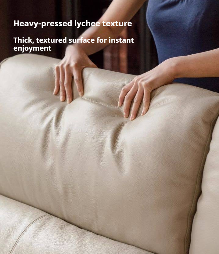 Leather Top Layer Cowhide Retractable Electric Sofa