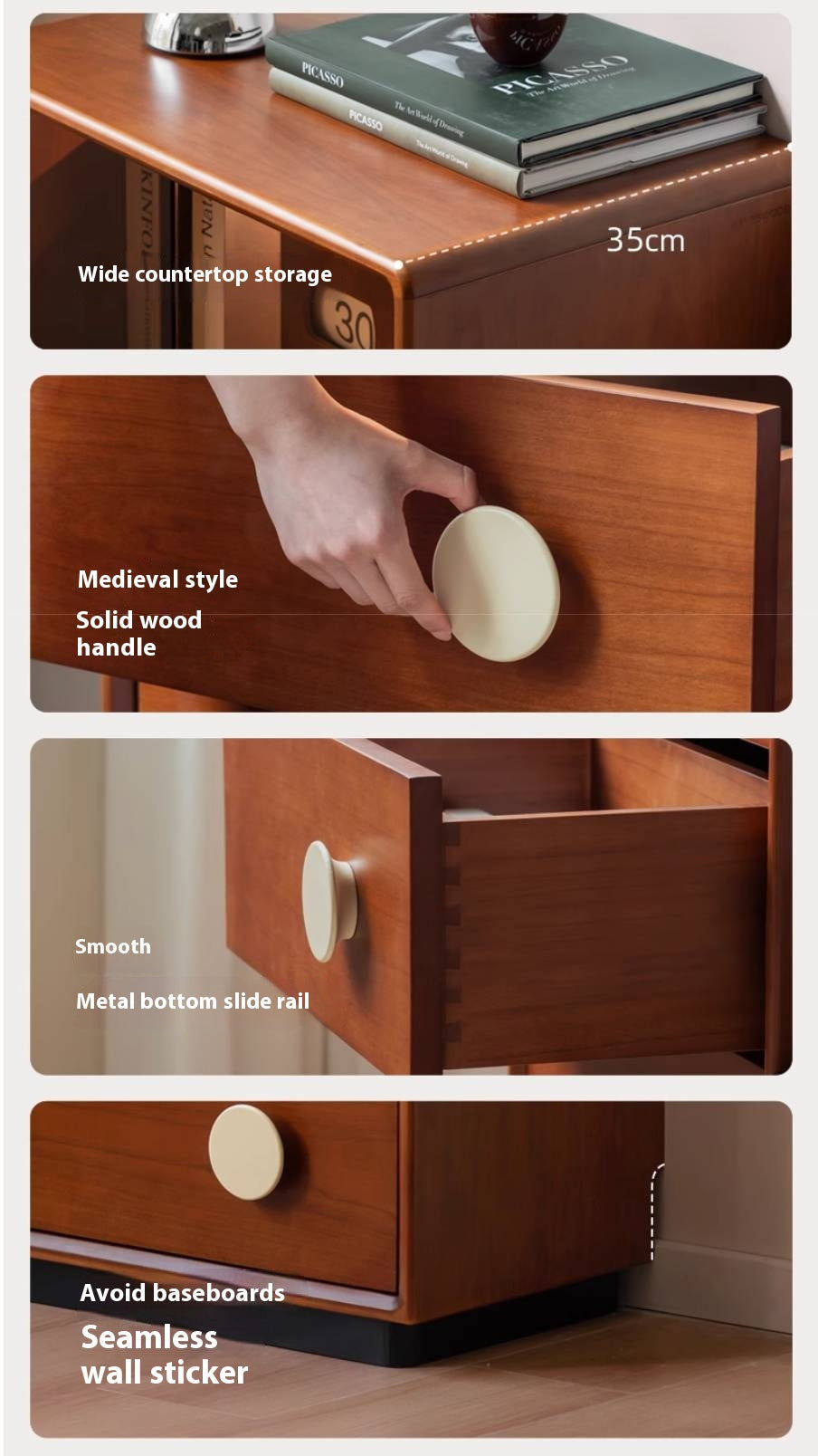 Poplar Solid Wood Middle Ages Side Cabinet