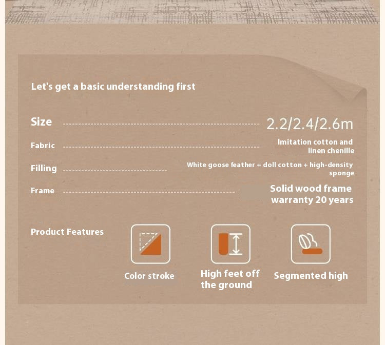 Pine Modern Style High Back Sofa