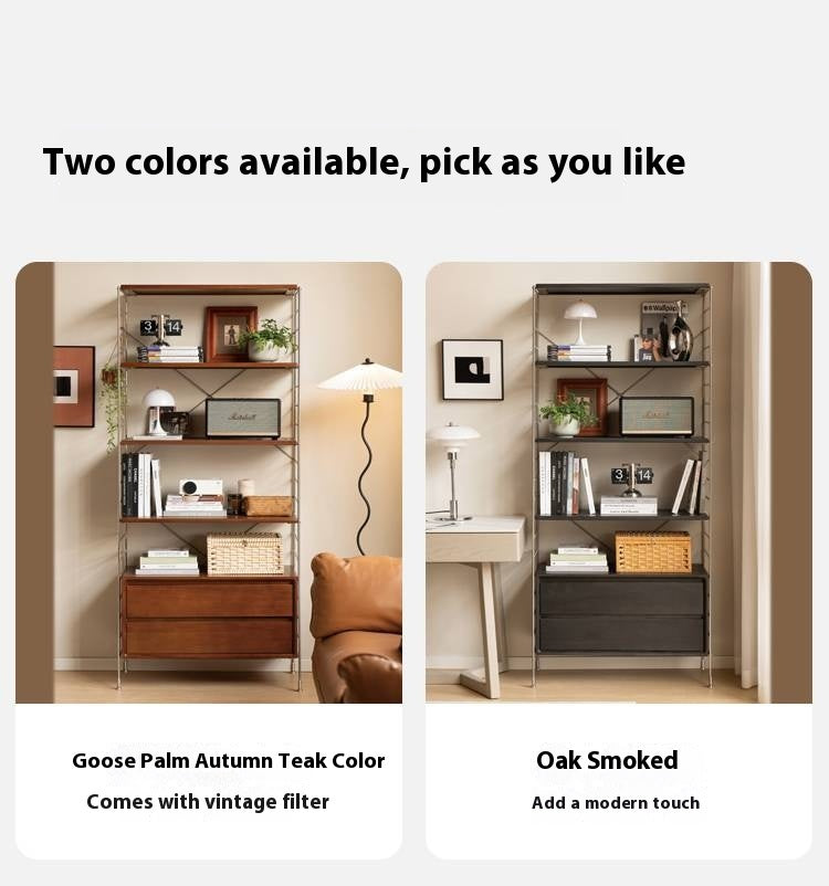 Poplar Solid Wood Retro Shelf Bookshelf