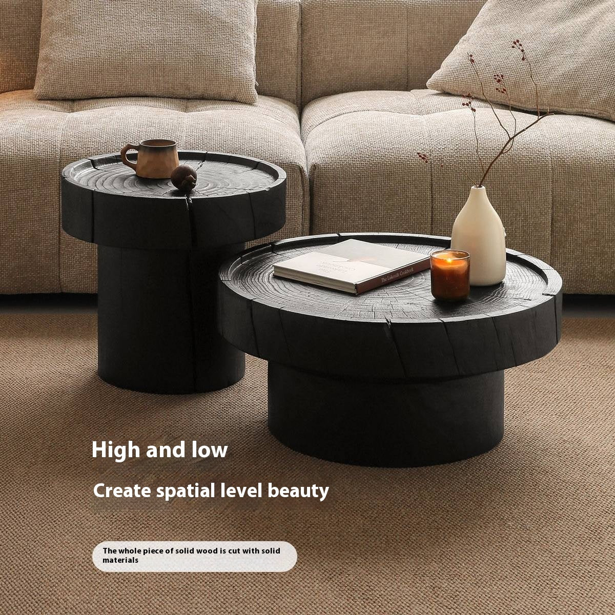 Pine Solid Wood Wabi-Sabi Style Coffee Table