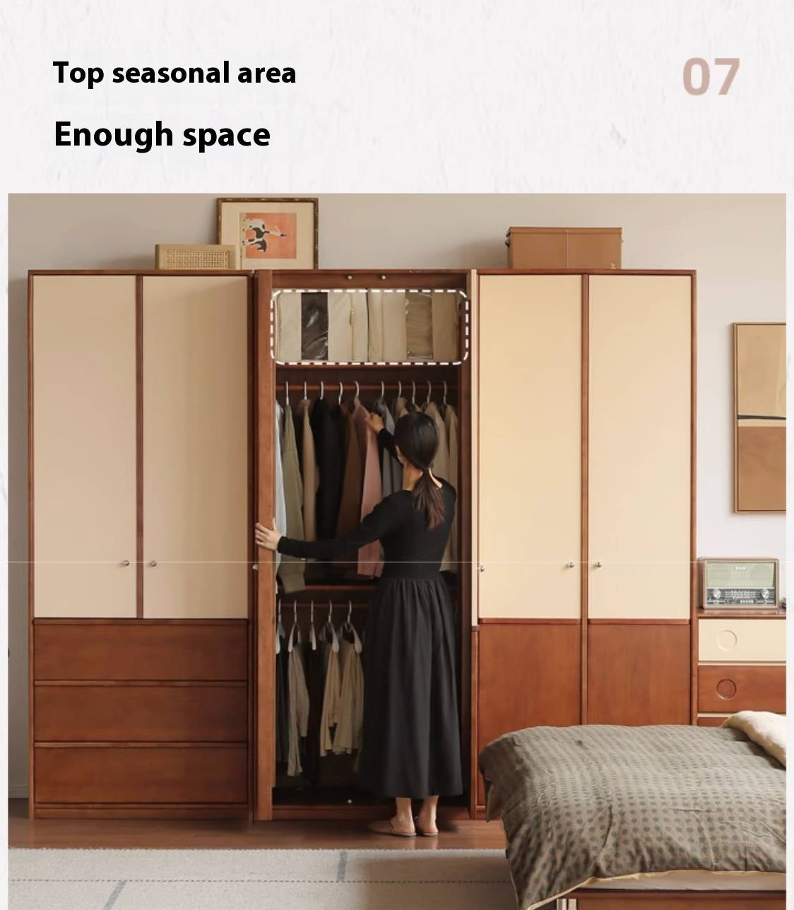 Oak Solid Wood Antique Style Wardrobe.