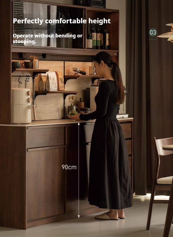 Black Walnut Solid Wood Dining Cabinet Antique Style Rock Board