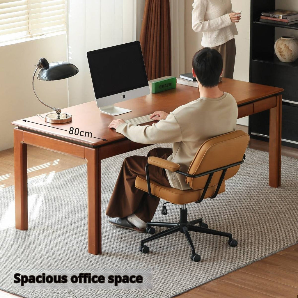 Poplar Solid Wood Antique Style Rectangular with Pull-out Workbench Office Desk