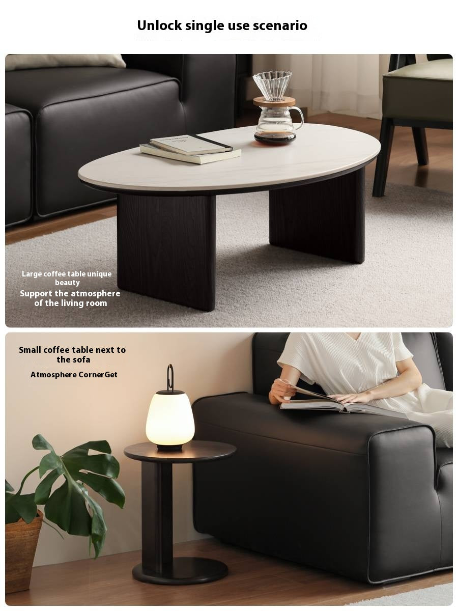 Oak Solid Wood Rock Slab Coffee Table Combination