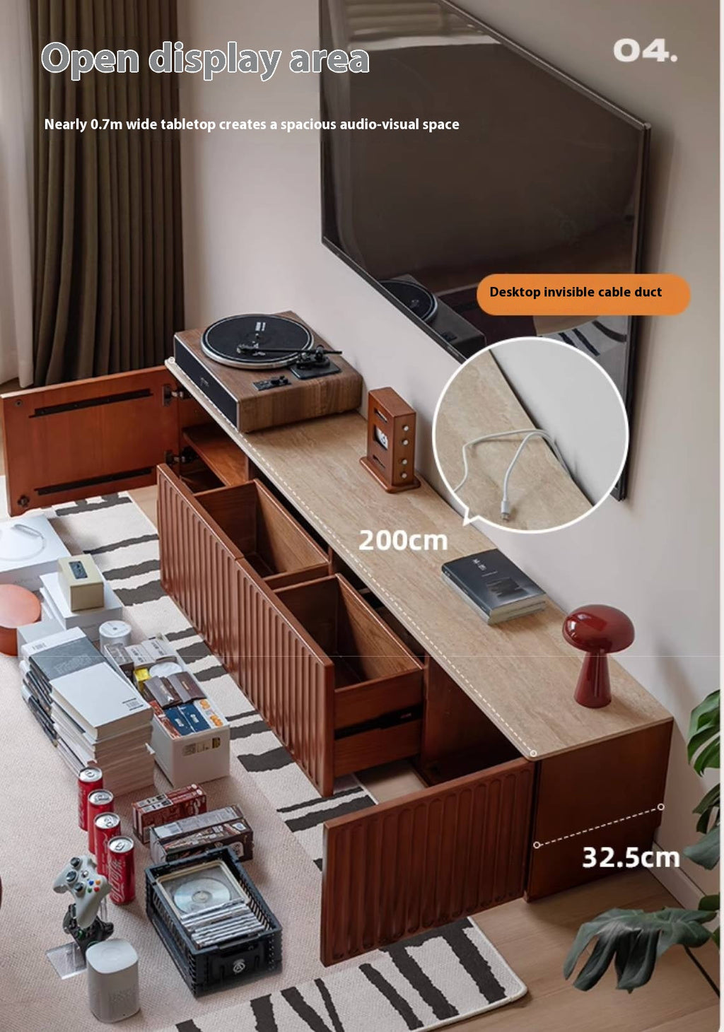 Poplar Solid Wood Antique Style TV Stand