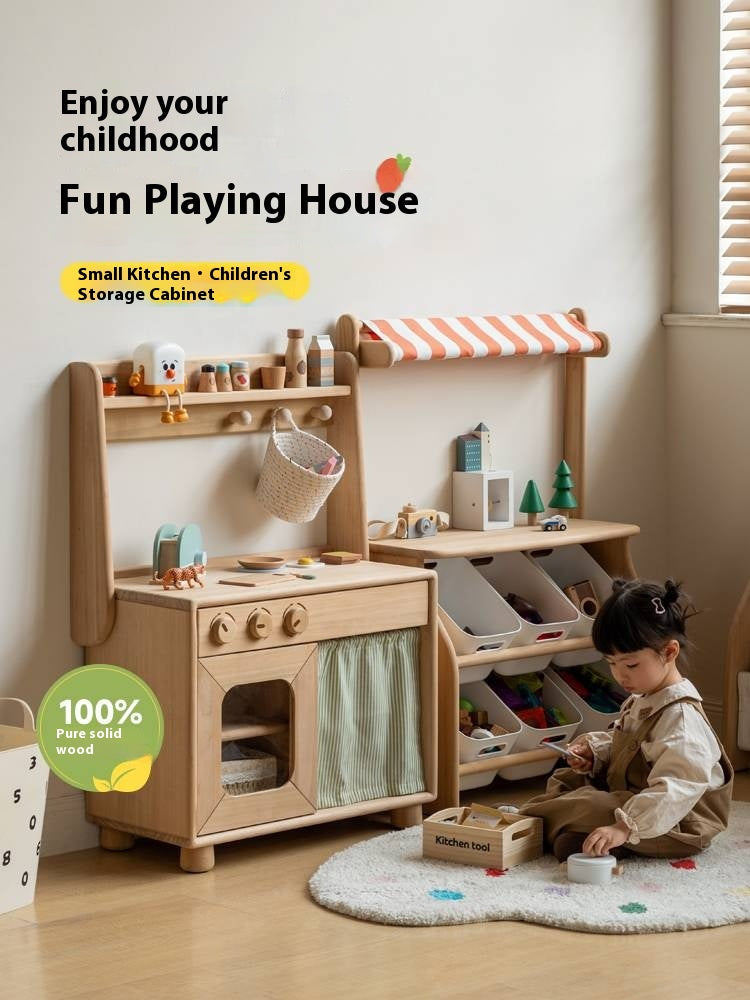Poplar Solid Wood Montessori Kids Kitchen Cabinet