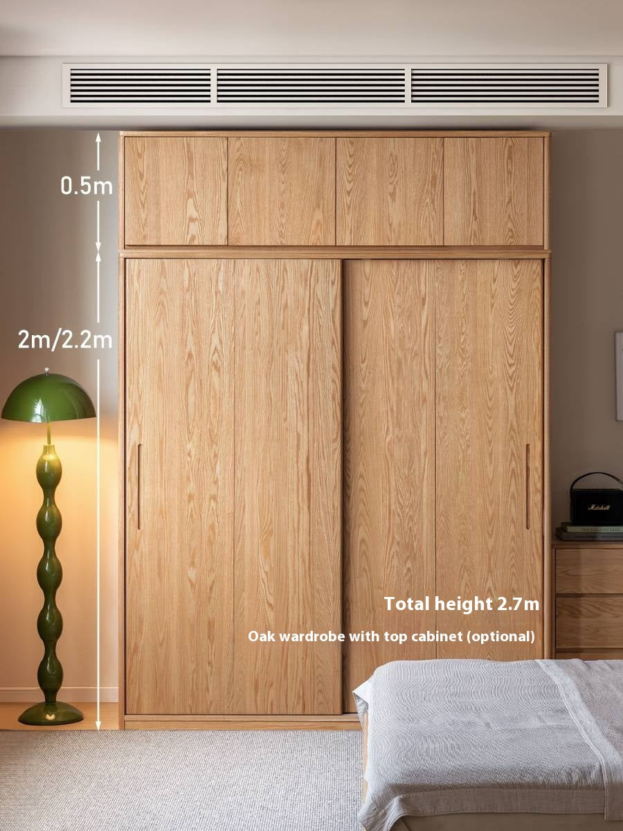 Oak, Ash Solid Wood Wardrobe With Sliding Doors.