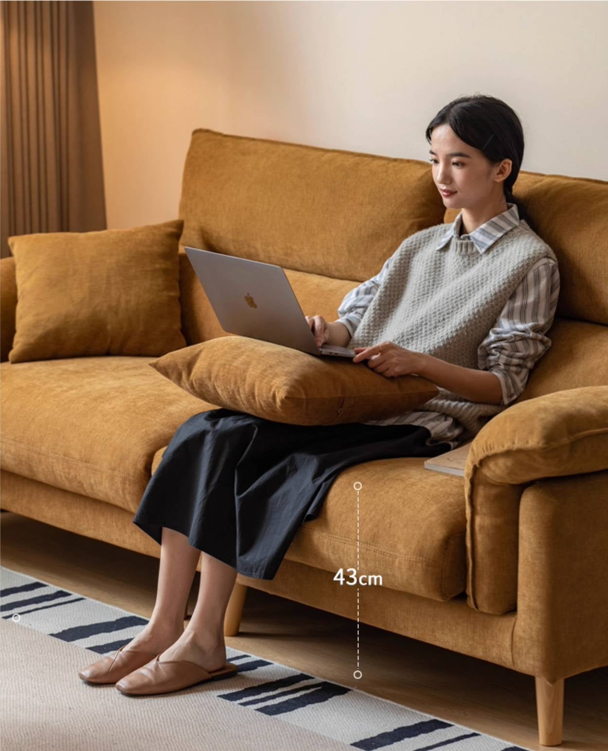 Fabric Sofa Simple High Backrest-