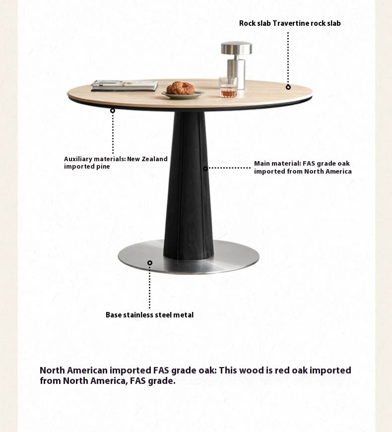 Oak Solid Wood Bauhaus Rock Plate Dining Table